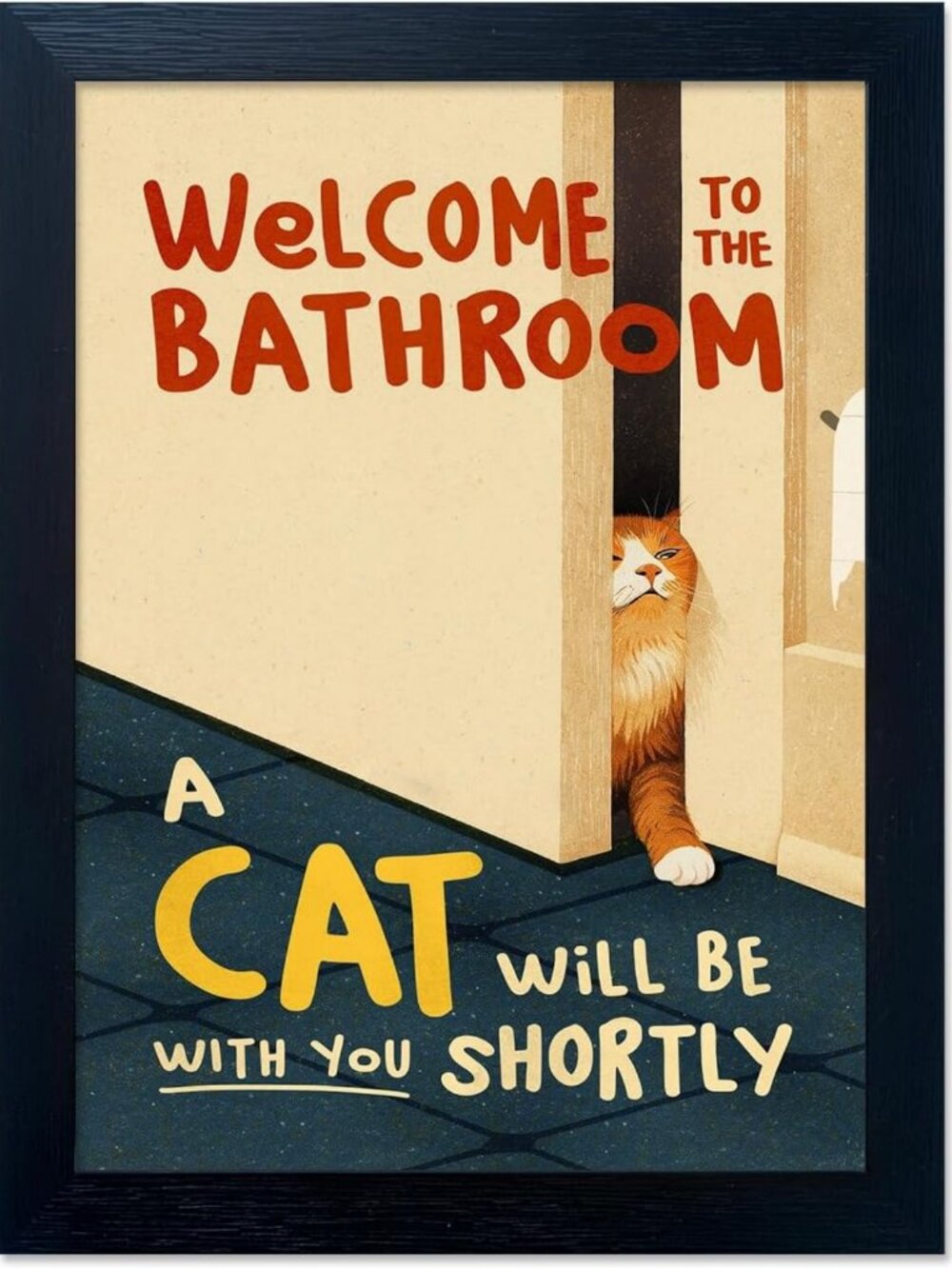 Funny Cat Bathroom Wall Art - Welcome to the Bathroom Canvas Print Decor